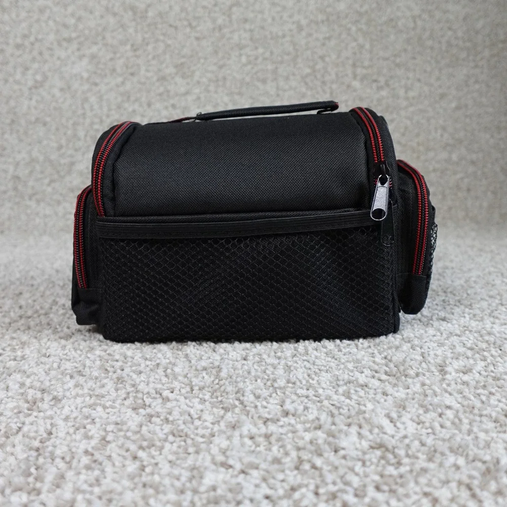 Commander Camera Bag Black with Red Trim Padded Shoulder Strap Case